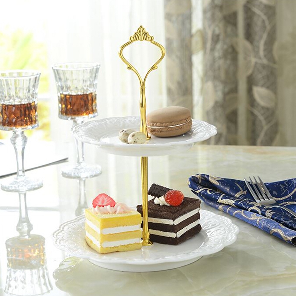 {LUCKID}1set New 3 or 2 Tier Cake Plate Stand Handle Fitting Hardware Rod Plate Stand