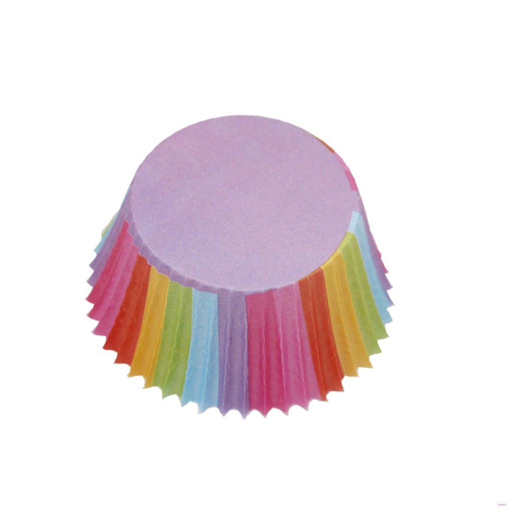 [READY STOCK] 100pcs Rainbow Color Cupcake Paper Liners Muffin Mould Cases Cake Mold Baking Cup Kitchen Accessory