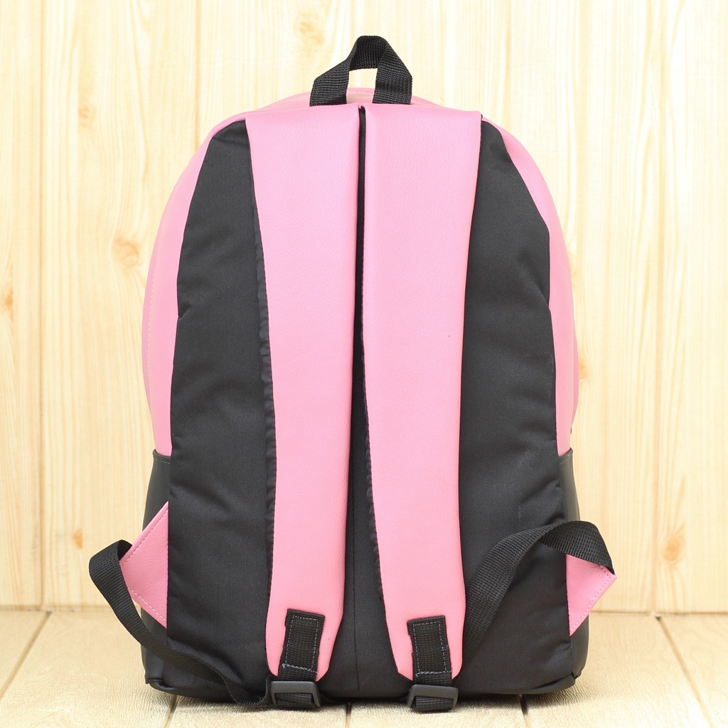 Ransel Wanita Espirit Polos Pink Stylish Backpack Multifungsi Original Kulit Sintetis Premium Murah Anti Air Kekinian Tas Sekolah Wanita SD SMP SMA Kuliah Remaja Laptop  Koreaan Style Kuliah Ori