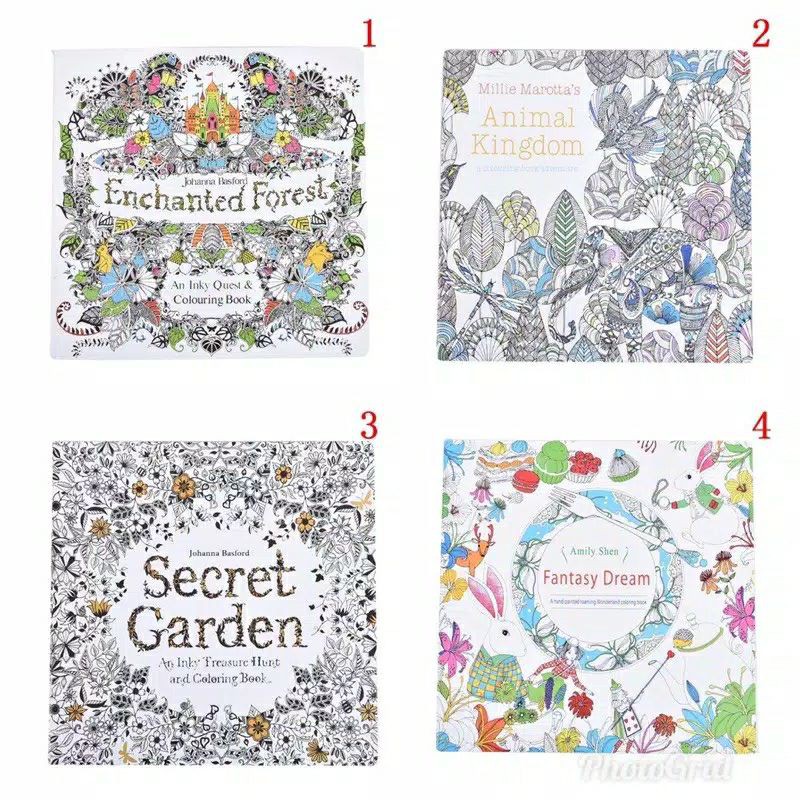 Buku Mewarna MEWARNAI 24 HALAMAN CHILDREN ADULT COLORING BOOK SECRET GARDEN ENCHANTED FOREST ANIMAL 