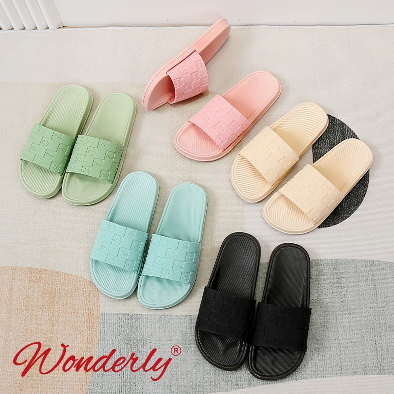 Wonderly Sandal Slop Wanita Flat Smile V202-A37 PVC