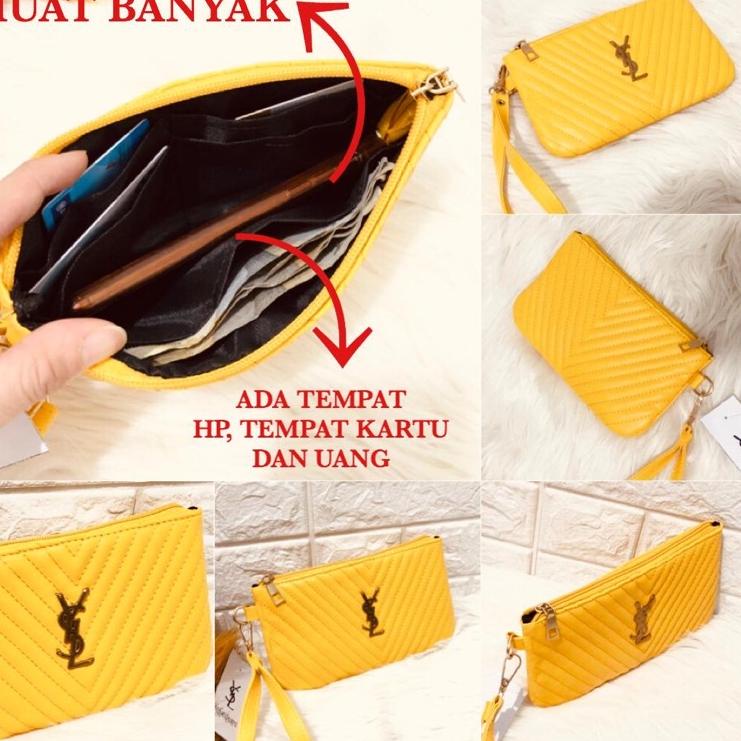 Terbaru.. BEST SELLER  Dompet wanita  panjang multifungsi import - DOMPET YSL.YSL SQUARE CHEVRON