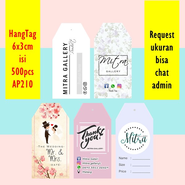 

500pcs Cetak Label Hang Tag Hangtag Price Tag Tag Harga Label Produk Tag Kartu Souvenir Tag Souvenir