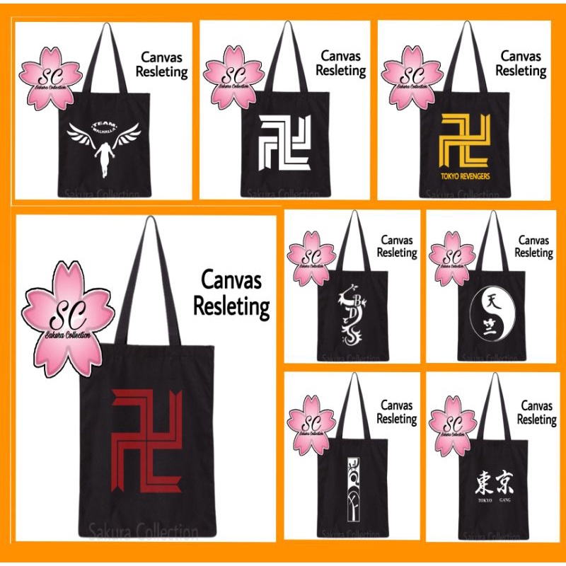 Tote bag tas TOKYO REVENGERS Manji Gang Valhalla Black Dragon Bonten Tenjiku Moebius totebag resleting / canvas / tas jinjing hitam polos / tas ngaji / tas sekolah/ tas kuliah / tas laptop / tas main / tas belanja untuk anak dewasa