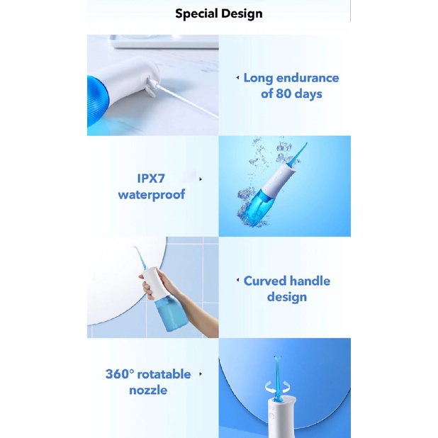 SOOCAS W3 PRO - Portable Oral Irrigator Flosser - Penyemprot Sela Gigi Bertekanan - Tidak Merusak Gigi dan Gusi