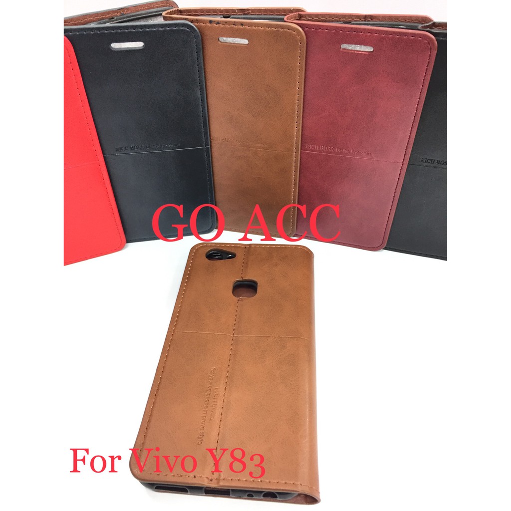 Leather Flip Cover VIVO Y83 - Wallet Case - Casing Kulit Dompet