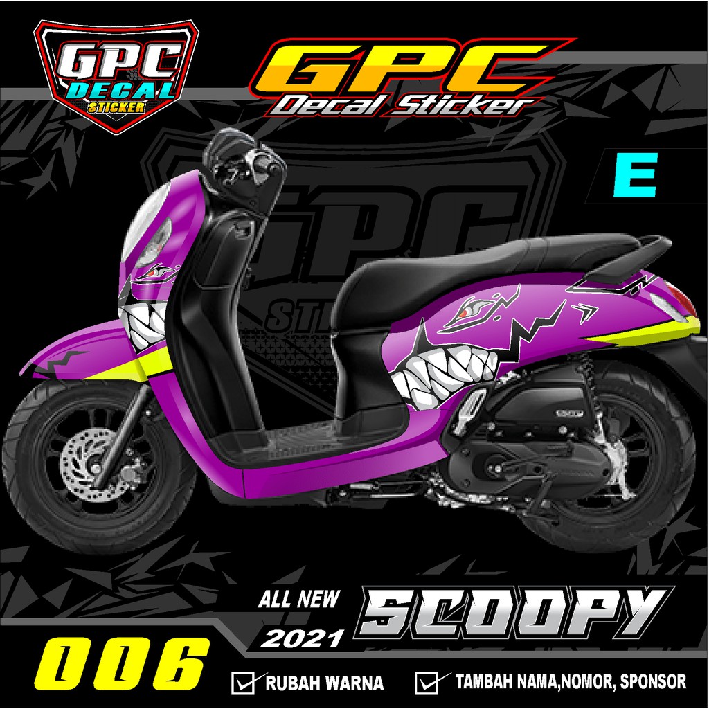 Decal Sticker All New Scoopy 2021 006 Design Hiu Shark Dekal Stiker Striping Fullbody Motor Honda Shopee Indonesia