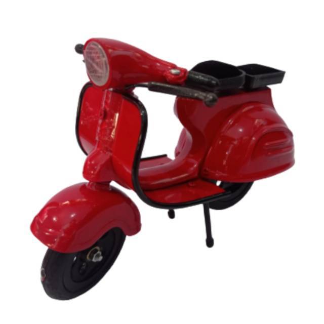 TERMURAH! TERLARIS! Miniatur Motor Vespa Warna Merah Bahan Besi - Souvenir Jogja Candi Prambanan