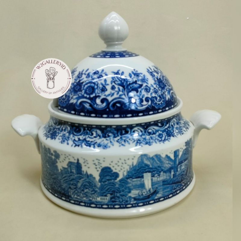 Blue Castle by Villeroy & Boch/wadah saji keramik/wadah saji biru putih/wadah tutup jerman