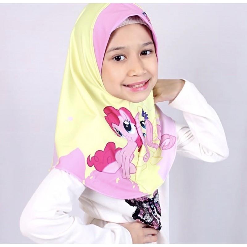 HIJAB INSTANT ANAK littlepony  , BERGO ANAK , HIJAB KARAKTER , HIJAB INSTANT PRINTING