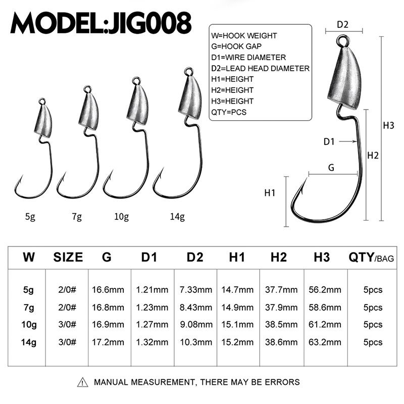 Worm Hook Jighead untuk Softlure 5 - 14Gram