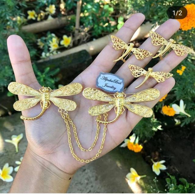 Set bros alapaka capung gold-plated