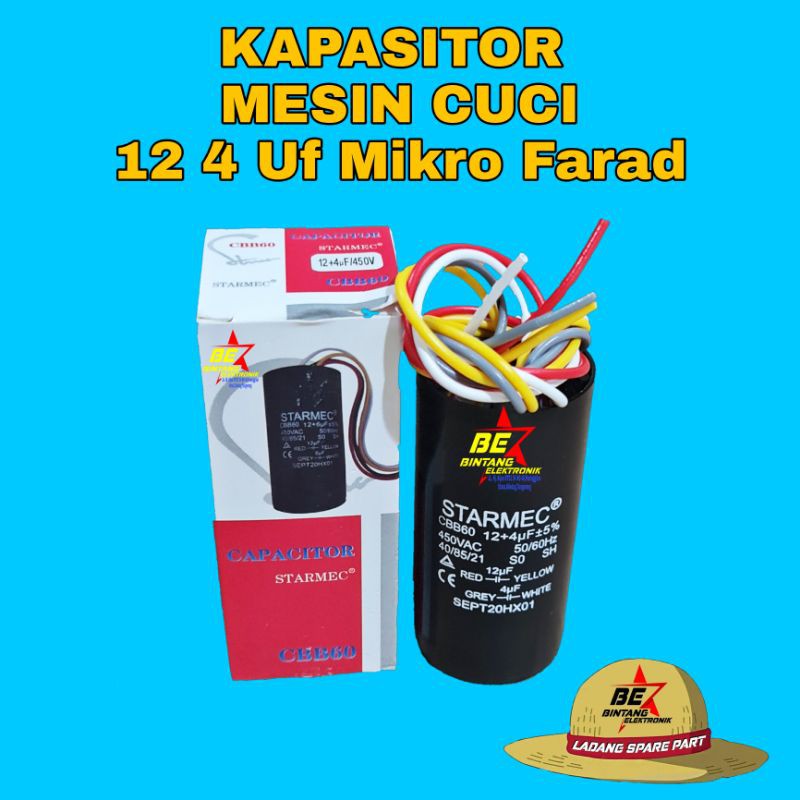 KAPASITOR 4 12 MIKRO SMC CAPASITOR MESIN CUCI 12 MICRO FARAD 4UF 12UF 4 UF 12 UF