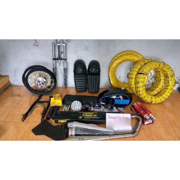 onderdil custom scrambler thunder 125 biru  full semotor