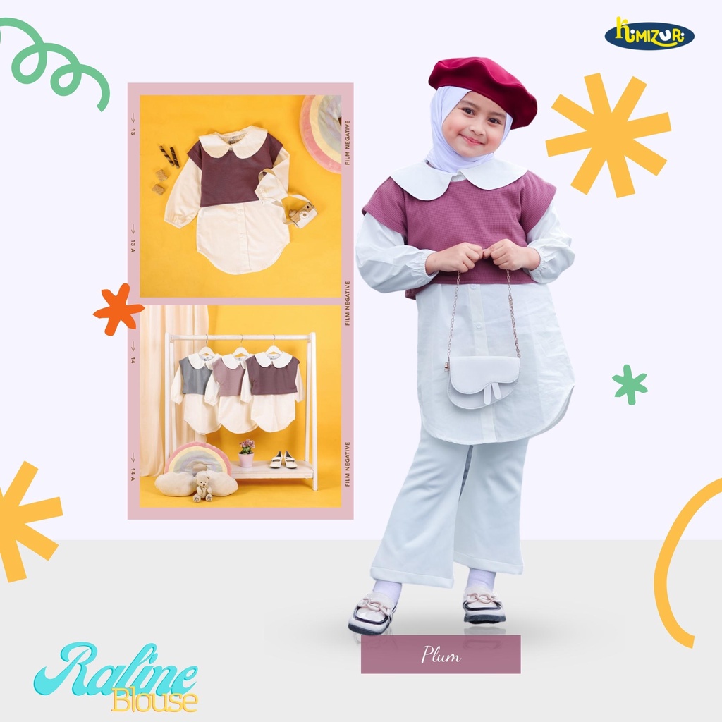 Kimizuri - Raline Blouse Junior Plum - Blouse Anak Usia 6-10 Tahun Warna Plum