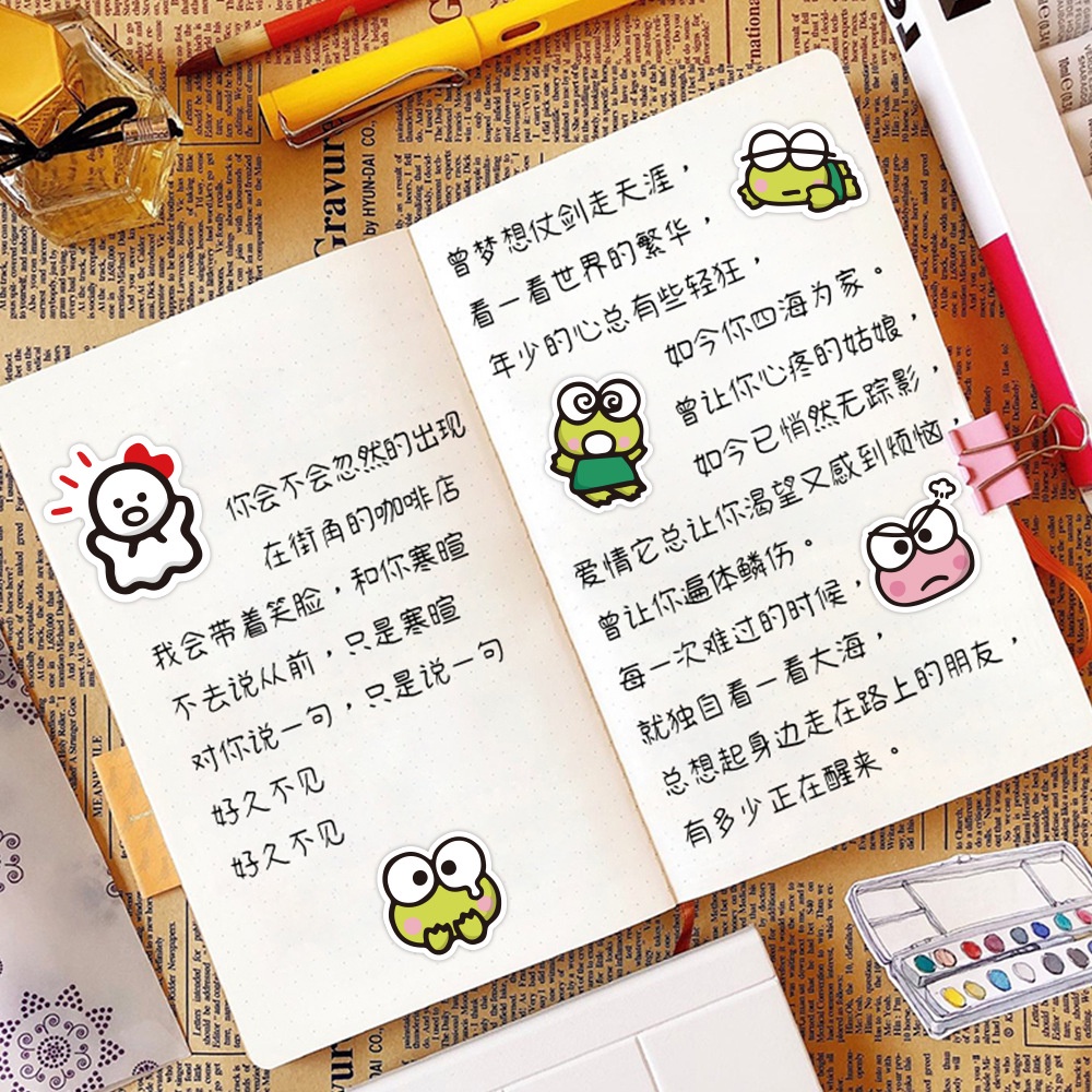 40 lucu Keroppi stiker Jepang kartun katak air Piala stiker bagasi kasus telepon tangan Buku stiker