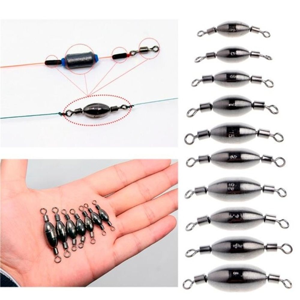 REBUY 5Pcs Fishing Tools Lead Sinker Connecting Connector Sinkers Counterweight Swivels Rolling Fishing Swivels Durable Metal Tackle Accessories