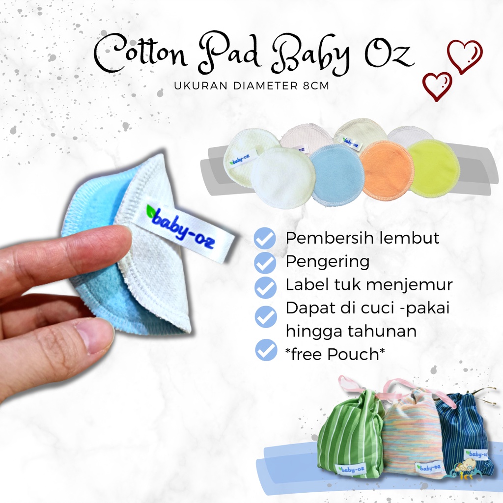 Cotton pad Baby Oz reuseable kapas kain muka make up cuci ulang