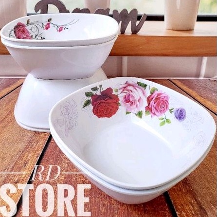 PROMO 6.PCS MAMGKOK PERSEGI JUMBO MELAMINE MOTIF ROSE