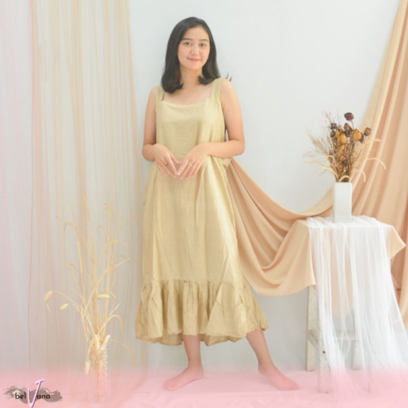 Daster Viral Ruffle Gandul Tali Bali | Daster Yukensi Tanpa Lengan Rayon-[GTJ] A