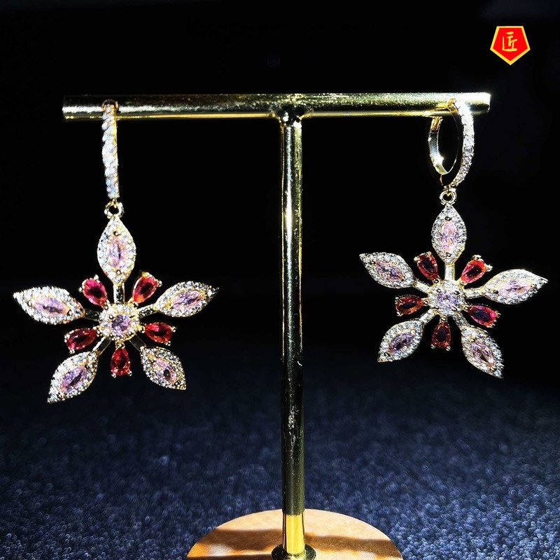 [Ready Stock]Fashion Creative Colored Gems Full Diamond Earrings