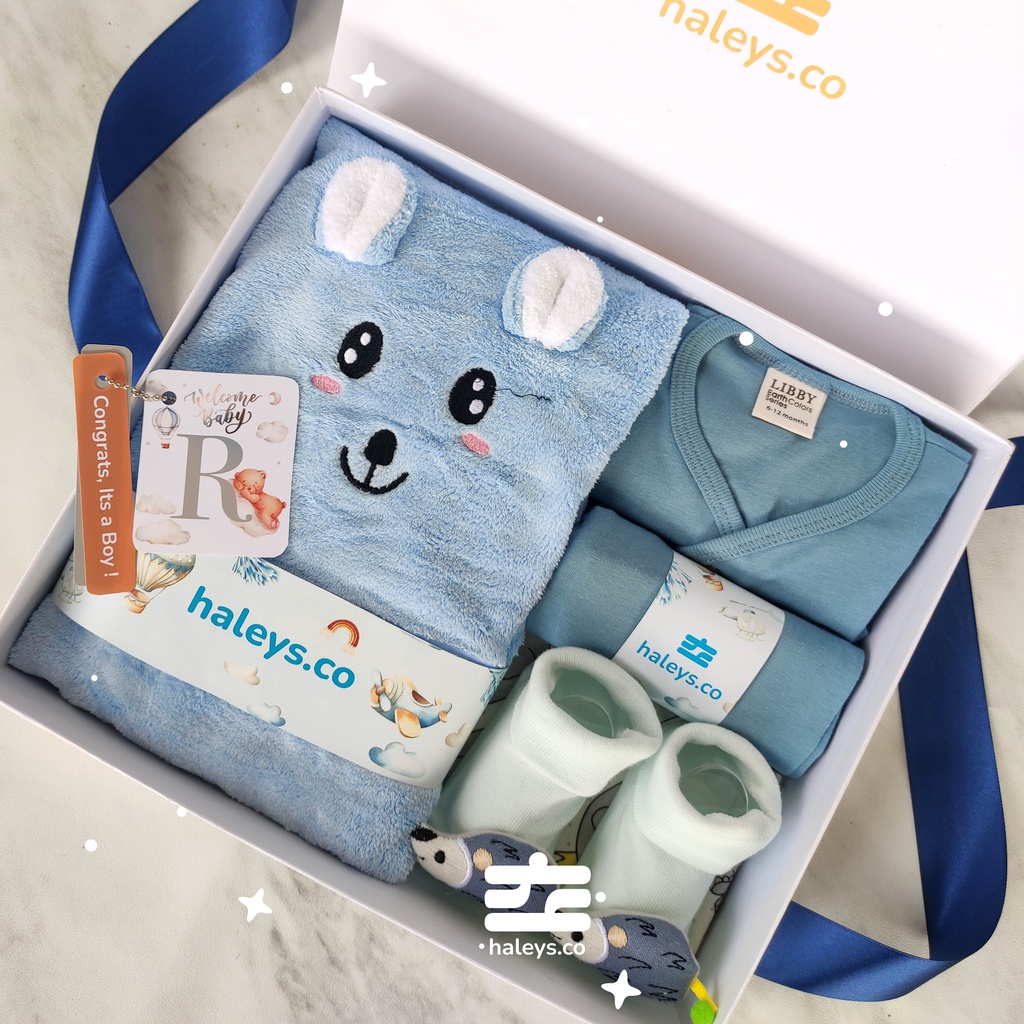 Boys/Girl Baby Hampers 0-12 months/ Hampers bayi newborn/ Kado bayi/ Babyboy Gift / Kado Lahiran / Giftbox / Kado Bayi Perempuan / Girl Hampers baby / Kado bayi laki laki / Haleys.co-Blue Lagoon