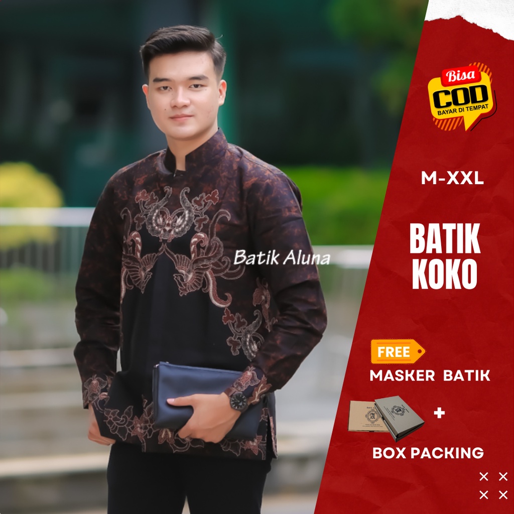 [BISA COD] BAJU BATIK KOKO SOLO  MODEREN PRIA COWOK MUSLIM SLIMFIT KUALITAS PREMIUM LENGAN PANJANG