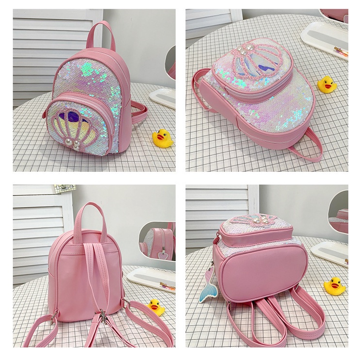 Tas Ransel Kerang sequin mermaid TR04 backpack shell anak perempuan paud fashion