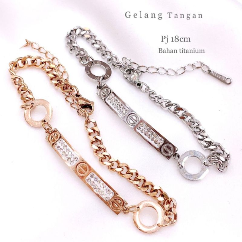 Gelang Titanium Asli Rosegold Premium Quality Anti karat anti alergi Stainless Steel ori T182