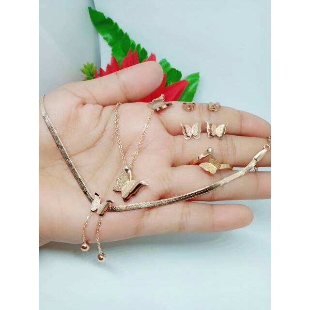 Set titanium perhiasan kupu