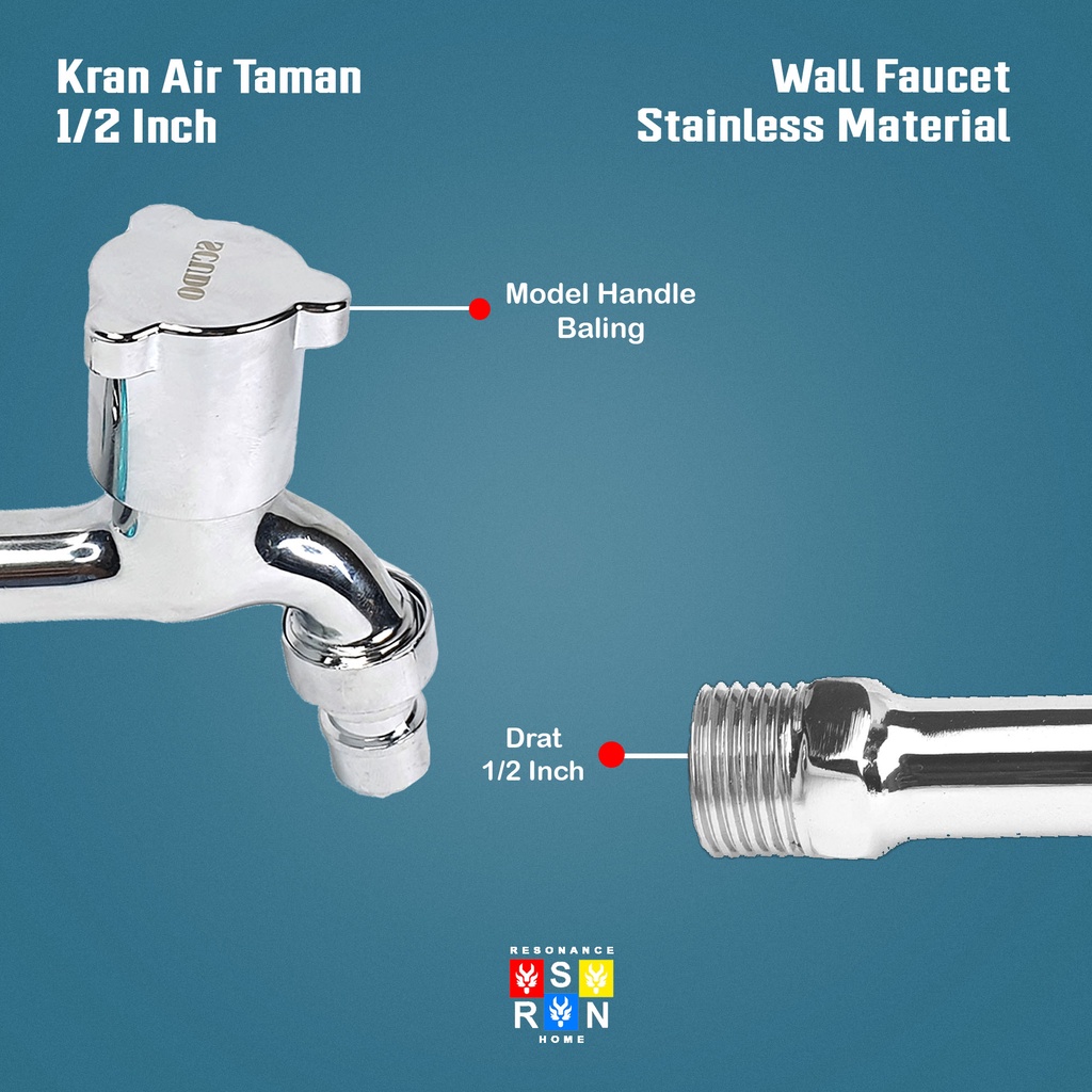 Kran Air Tongkat Stainless 1/2 inci 0.5 Resonance Home