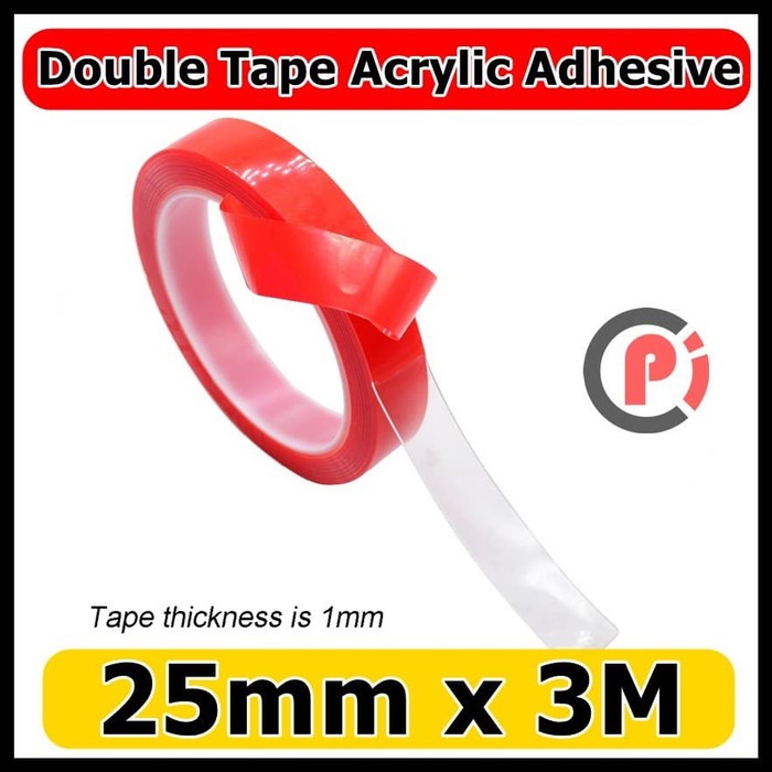 Perekat Double Tape Acrylic Adhesive Transparent Sticker 25mm x 3M