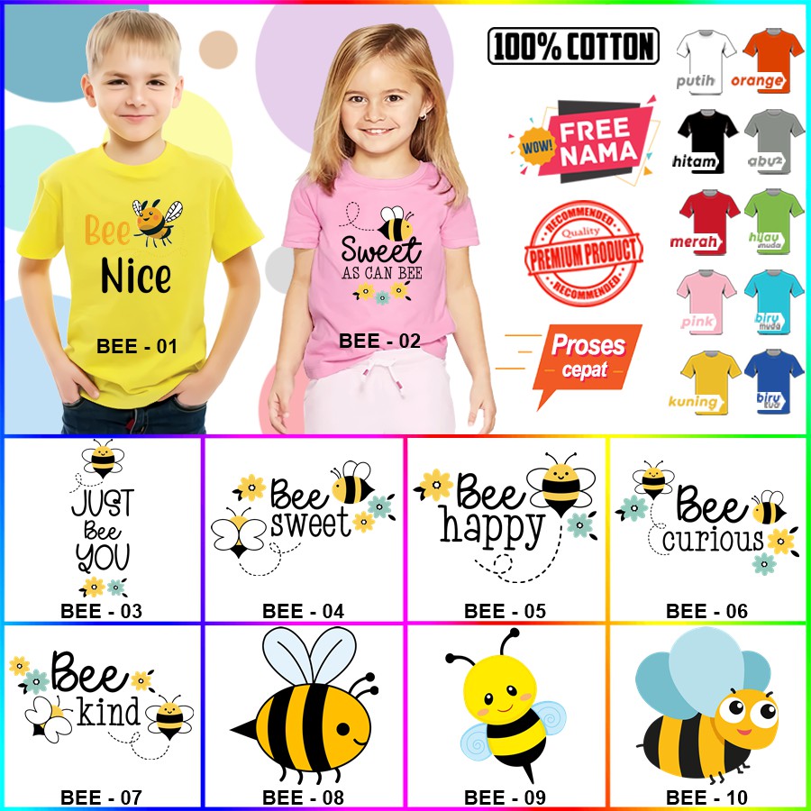 Baju Kaos ANAK DAN DEWASA BEE LEBAH TAWON COUPLE (FREE NAMA)