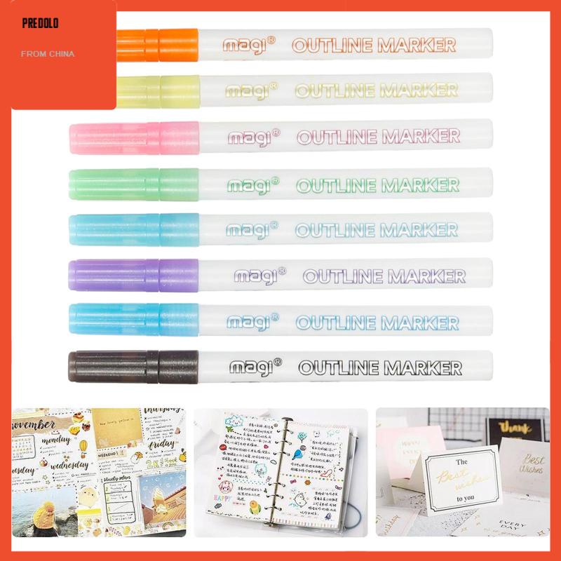 [In Stock] Double Line Outline Pen for School Highlighter Scrap Booking Card