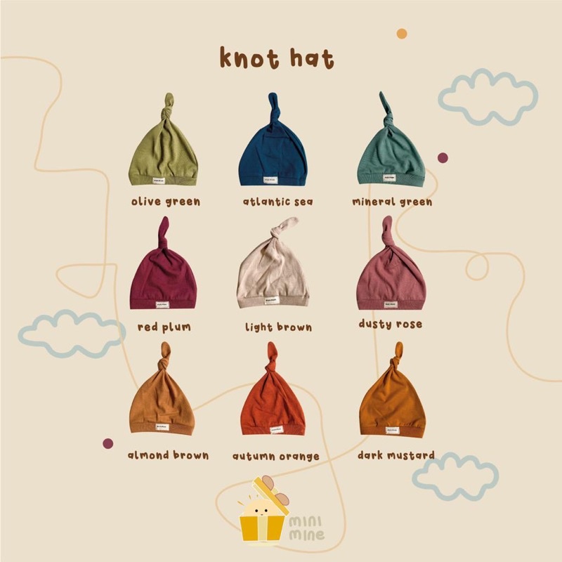 Minimine - Topi Bayi Baru Lahir  / Knot Hat Baby Newborn / peci bayi