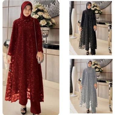 Tunik Tokyo Setelan Wanita Dewasa Fashion Muslim Set kirin Long Tunik Polos jumbo ld 120 XXL Murah T