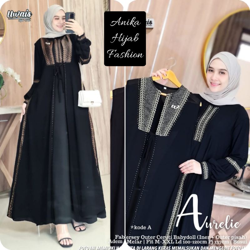 AURELIE ORIGINAL UWAIS HIJAB. GAMIS DRESS TURKEY PREMIUM. DRESS MAXY JERSEY BUSUI TERBARU