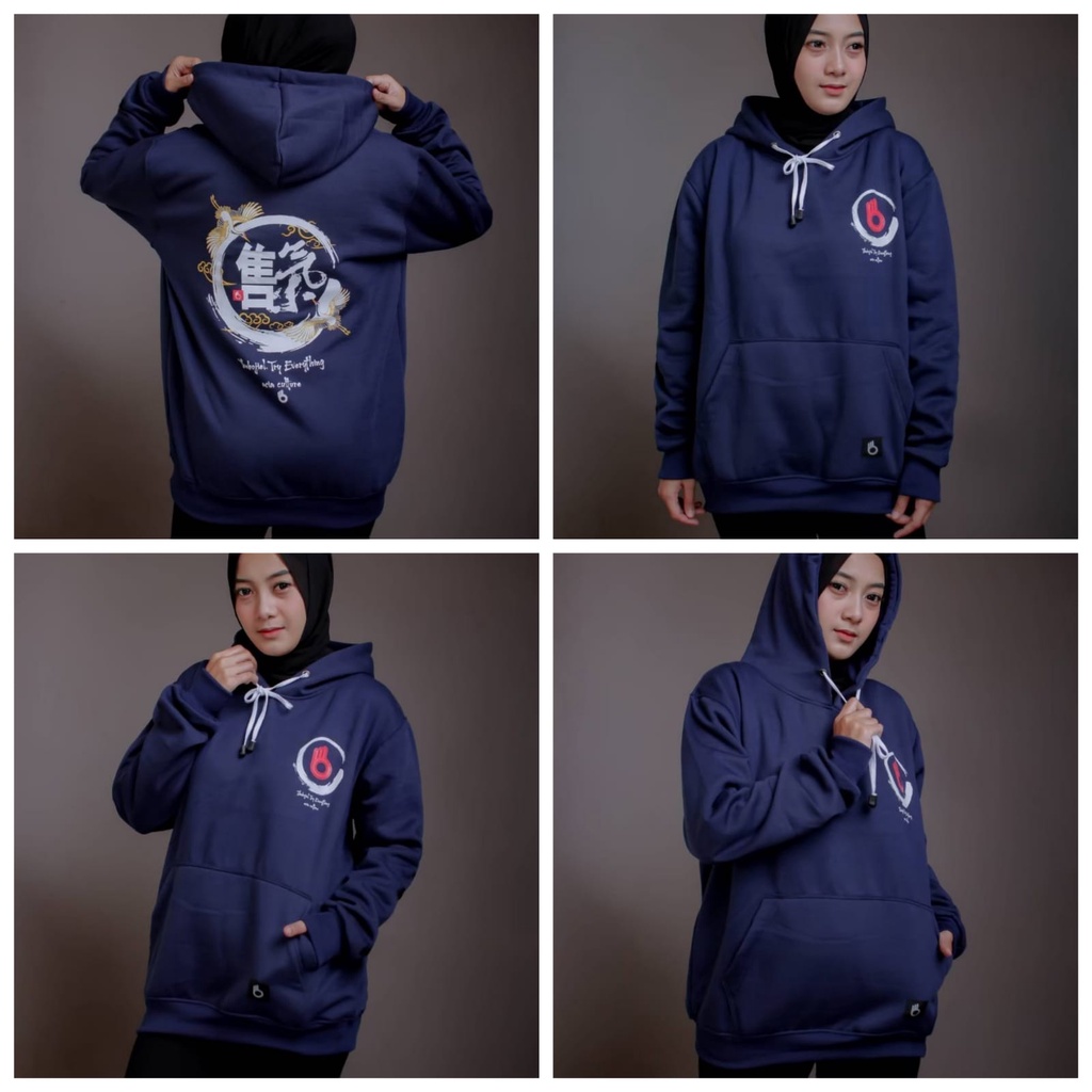 Jaket hoodie pria katun fleece