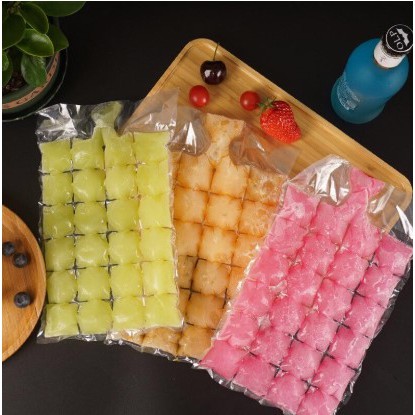 Kantong Plastik Cetakan Es Batu Sekali Pakai Isi 10pcs Ice Bag 24 Cube Beku Food Grade Kaldu Anak