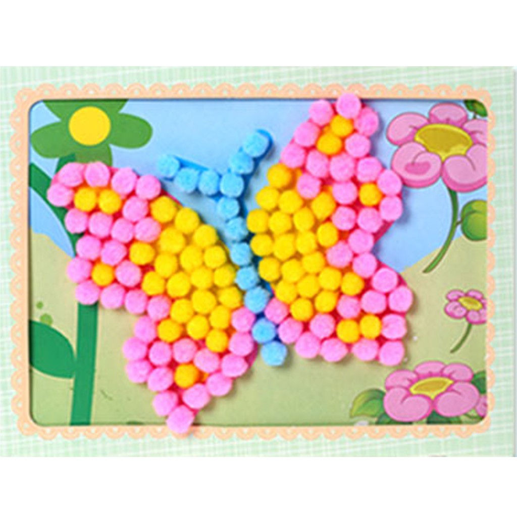 ED24 TEMPEL POM POM, DIY MAINAN EDUKASI ANAK STICKER PRAKARYA GOODIE BAG MONTESSORI IMAJIKIDO-Kupu2/butterfly
