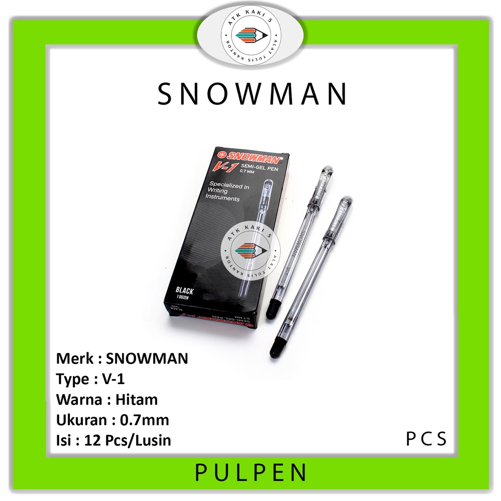

SNOWMAN - Pulpen V-1 Hitam - Pcs