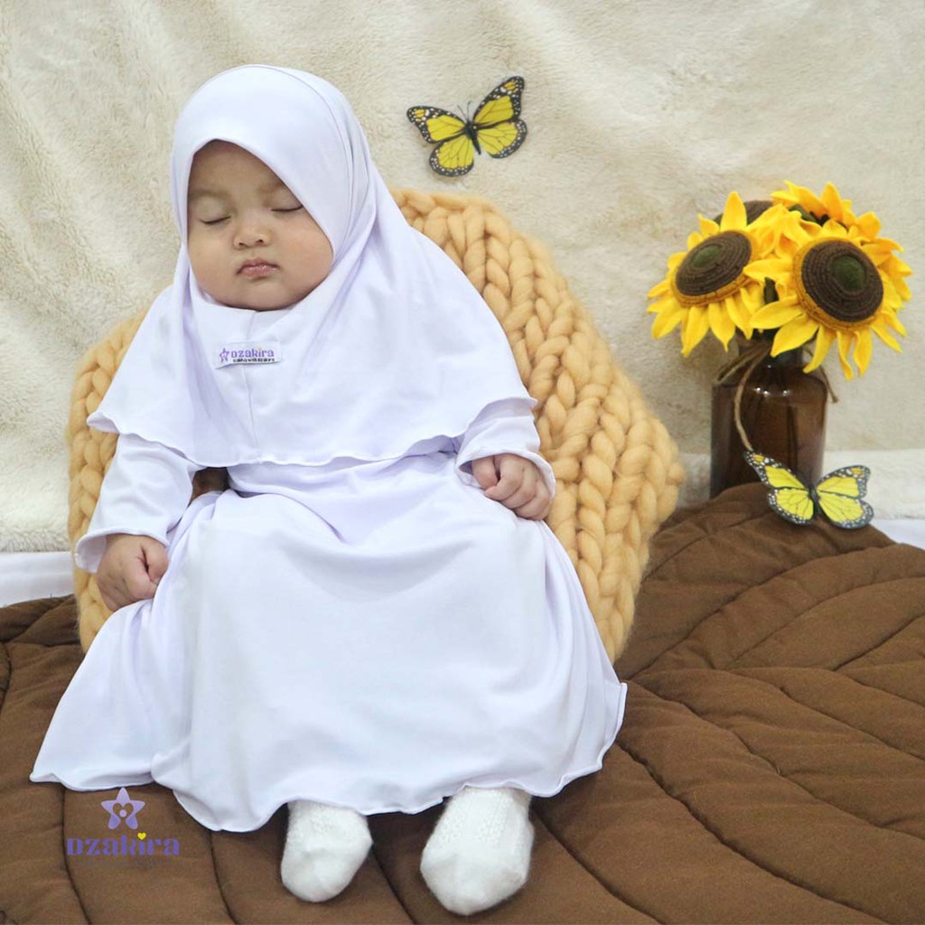 baju akikah bayi perempuan KIA Daily Putih original by Dzakira bahan jersey  premium