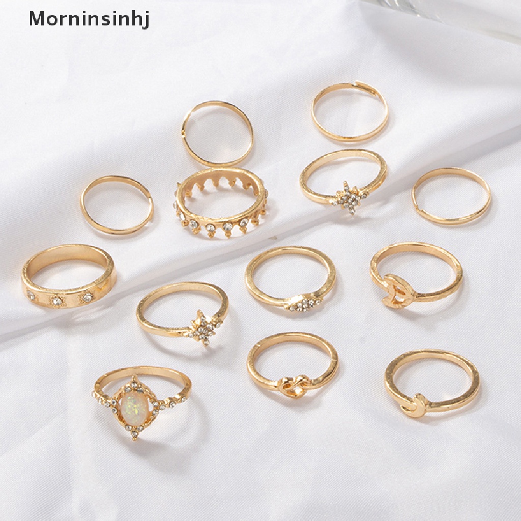 Mornin 13pcs /set Wanita Stack Rings Above Knuckle Rings Rtro Desain Sederhana Perhiasan Hadiah