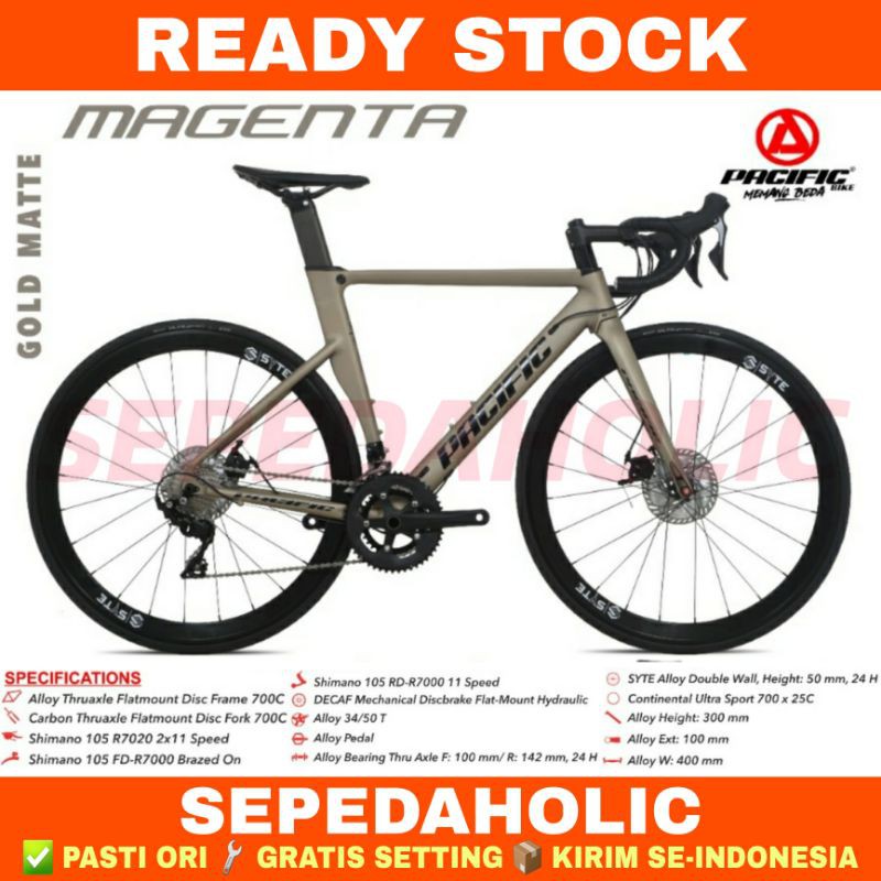 Sepeda Balap Roadbike PACIFIC MAGENTA Garansi Resmi 5 Tahun