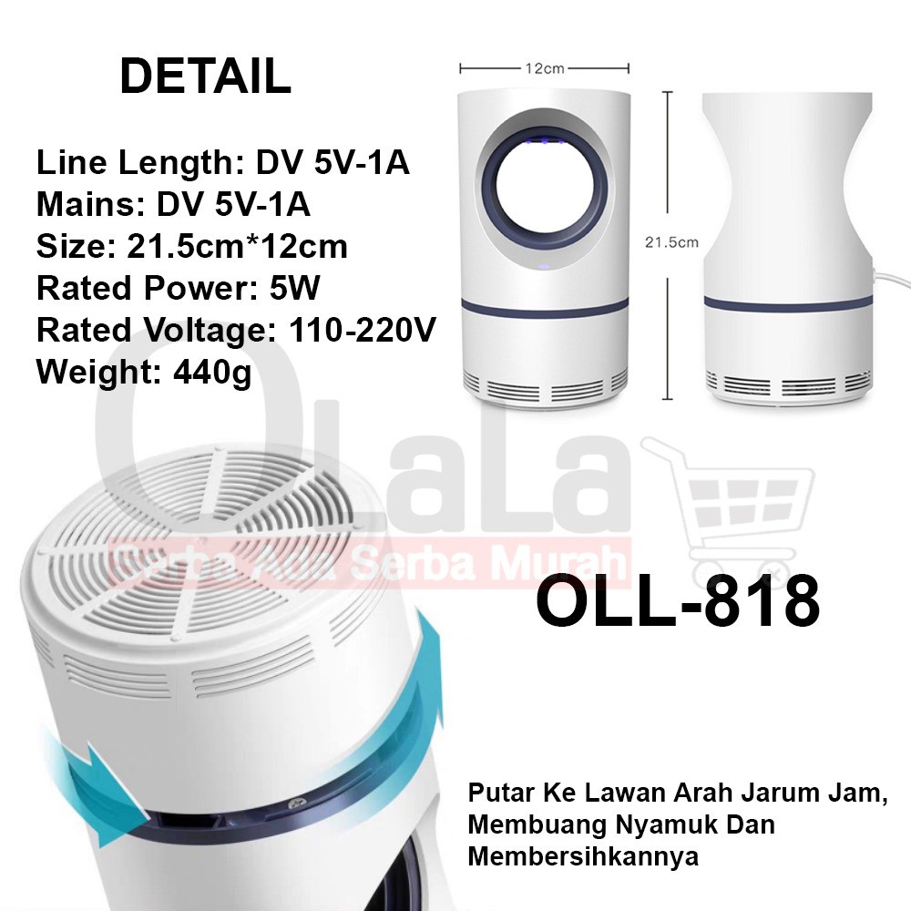 Lampu Perangkap Nyamuk USB LED Mini Electric Mosquito Catcher trap UV OLL-818