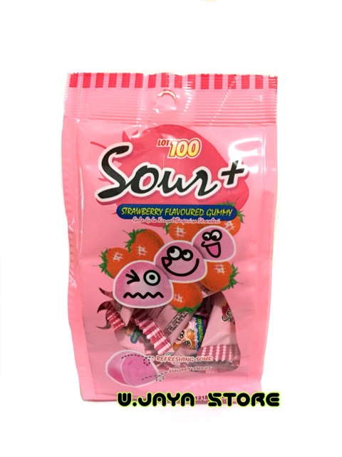 Permen Asam Lot 100 Sour+ Gummy Candy Import Varian Rasa Buah