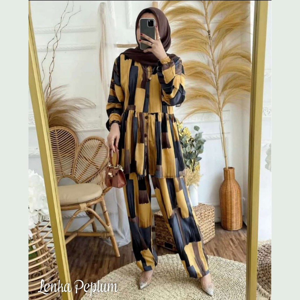 One set Rayon Viscose Busui Ld 100 - 110 Motif Kekinian-PEPLUM LENKA LD106
