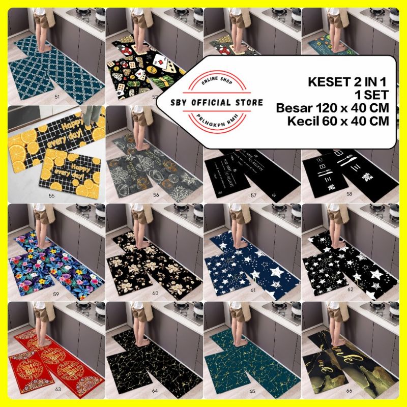 ASITA - Keset Dapur 2 in 1 Kitchen Floor Mat Set Karpet Kain Halus Alas Lantai Rumah Kamar Dapur Matras Anti Slip