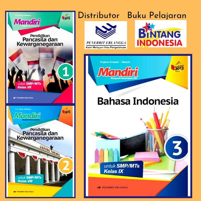 Erlangga - Buku Pelajaran Mandiri Bahasa Indonesia Kelas 1,2,3 SMP/MTs Kurikulum 2013 Revisi