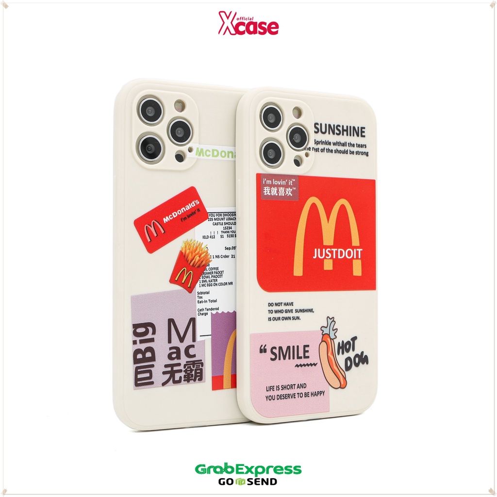 Soft Case MCD Mcdonalds French Fries &amp; Hot Dog Edge Square Full Lens Cover Casing Vivo Y91 Y91C Y12 Y12S Y20 Y30 Y50